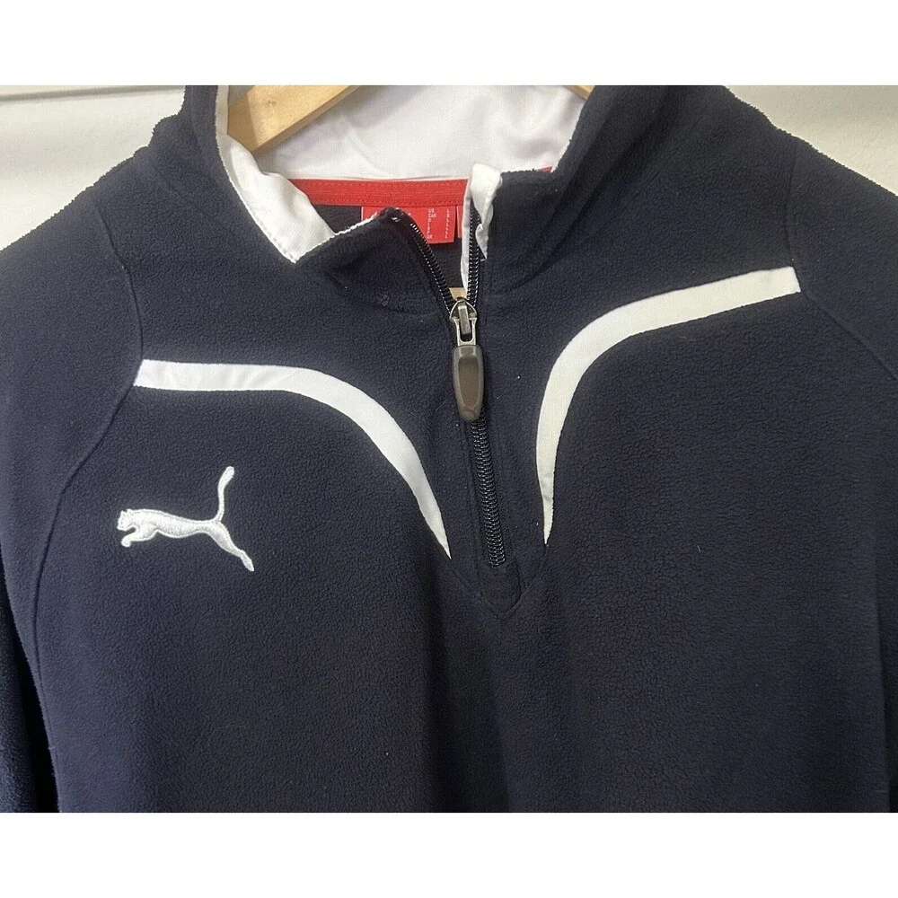 Puma 1/4 Zipper Men's Large Lightweight Sweater Black and white Athleisure